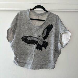 Vintage 90's Cop Copine Woman’s Crop Top  Owl Short sleeves Sweater  M Y2K